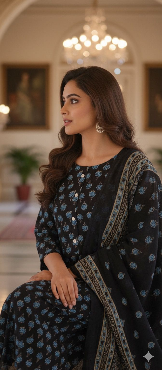 Cotton Printed Full Suit With Printed  Dupatta-12200