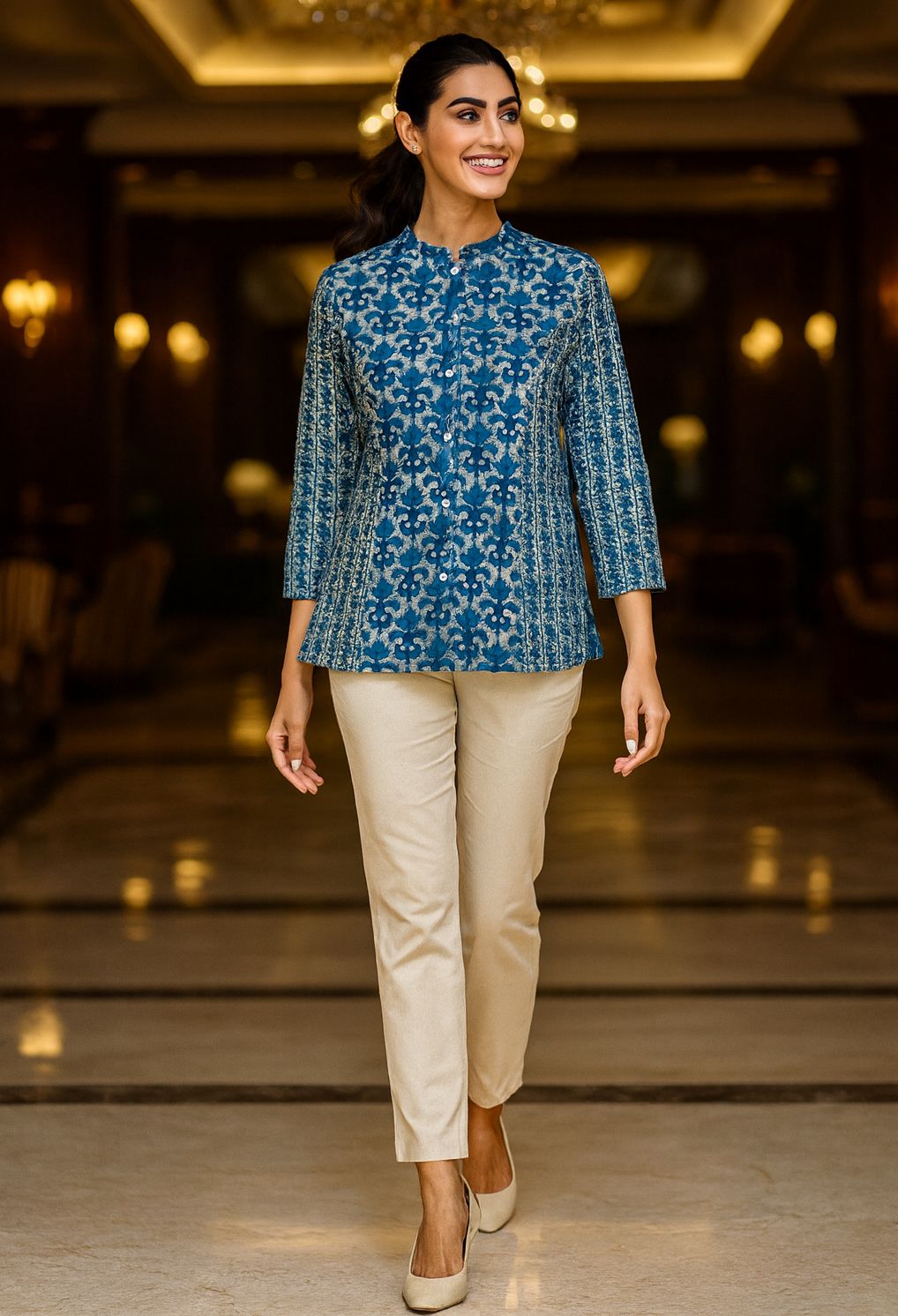 Summer Manderian Collar Cotton only Short Kurti-12203,12191,1219312192 Dispatching From Monday