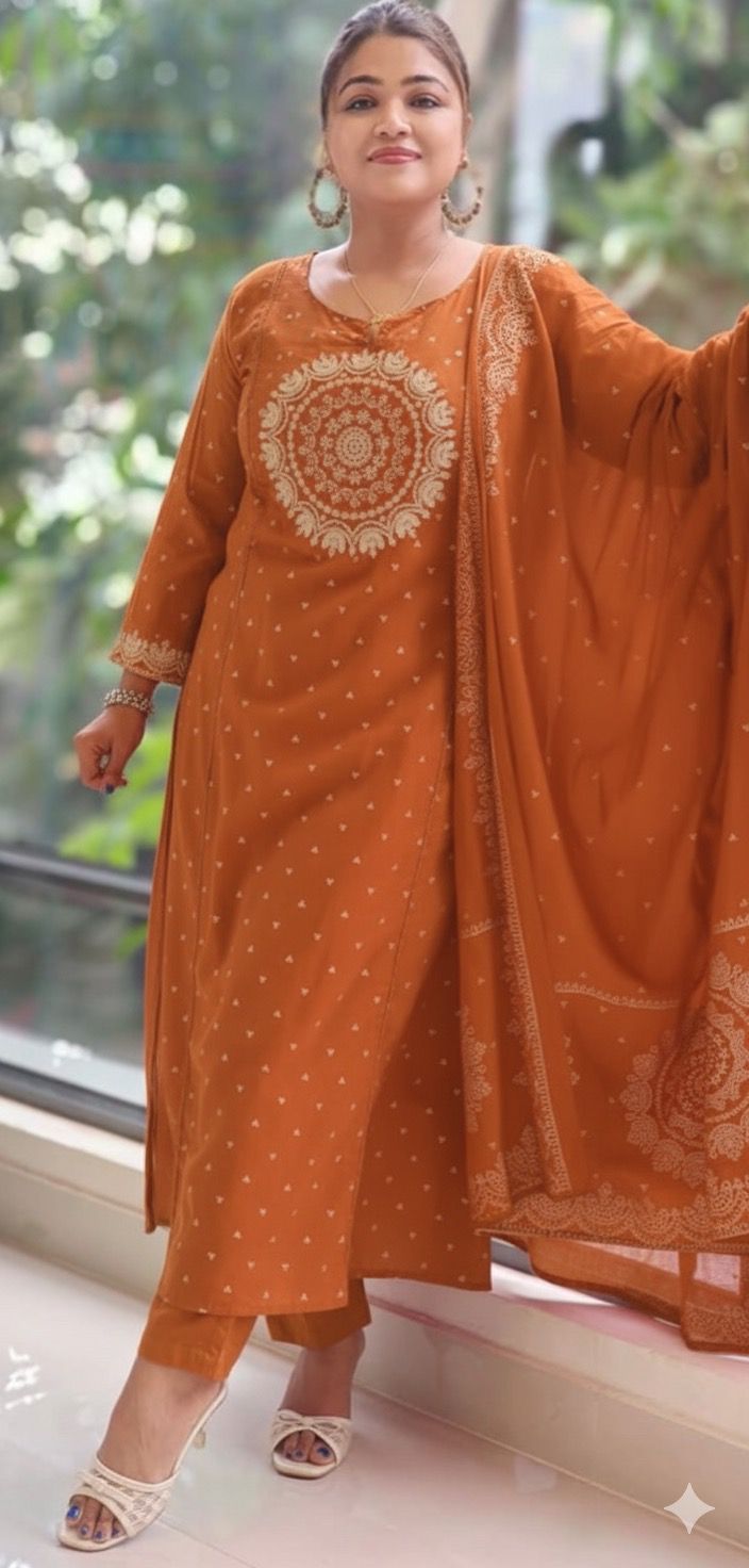 Pure Mull Cotton Full Suit Set with Heavy Golden Thread and Mirror Embroidery Work-12171,12169,12168,12170