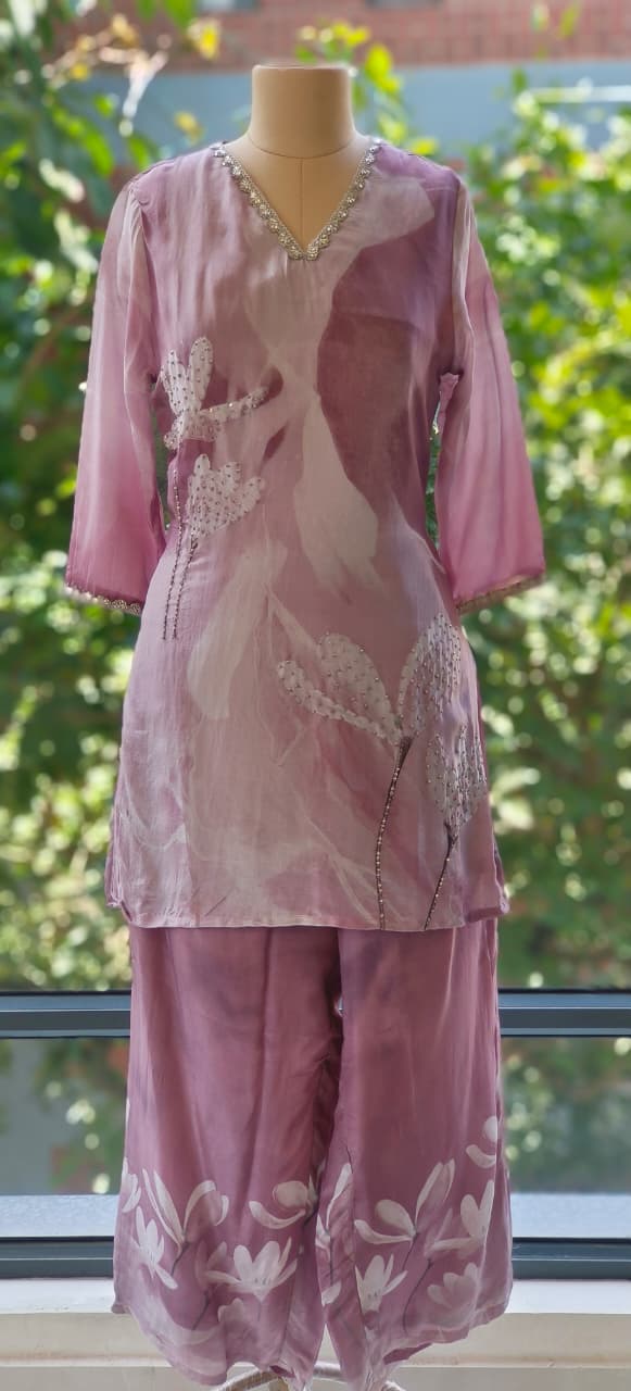 Stylish Embroidered Ho Silk Printed Kurta Pant-12164,12165