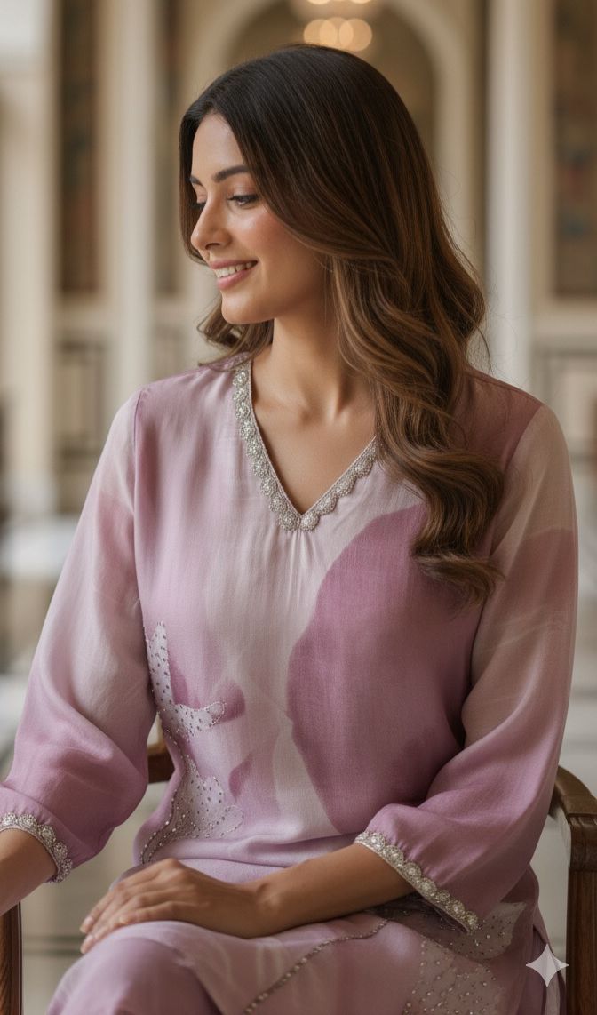 Stylish Embroidered Ho Silk Printed Kurta Pant-12164,12165