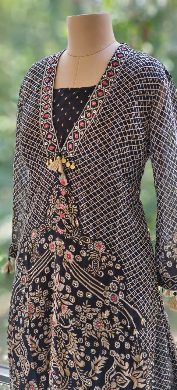 Printed Designer Georgette Fabric Cordset with Buster-12225