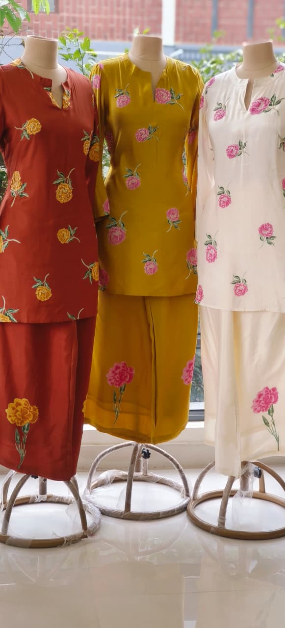 Beautiful embroidered Muslin Fabric Kurta pant With Mall Cotton Lining-12349,12347,12348