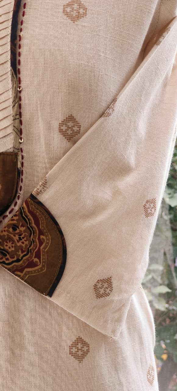 Weaving Tassel On Neck Flex Cotton Printed Only Kurti-12279