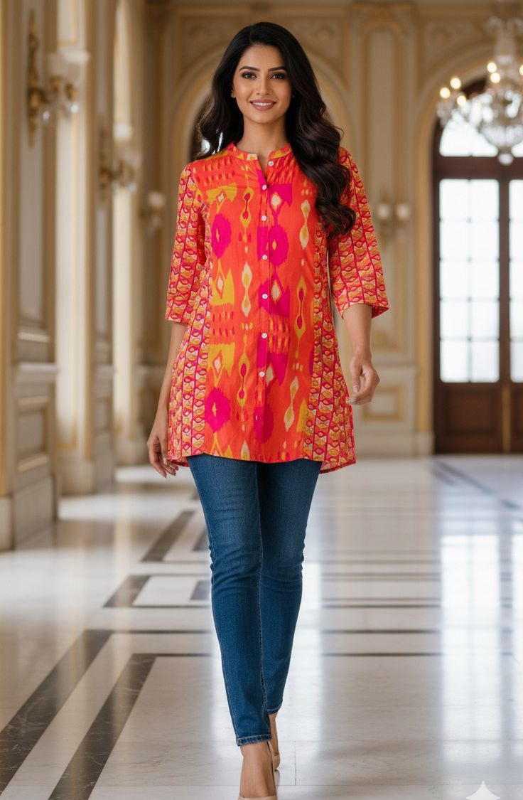 Summer Printed Pure Cotton Short Kurti-12321,12325,12320