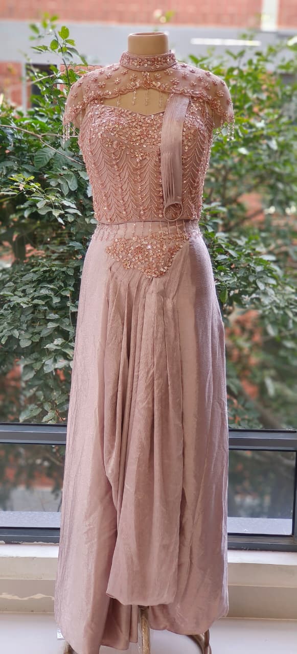 Designer Drape Saree Evening Wear Very Elegant With Crystal Handwork DRYWASH