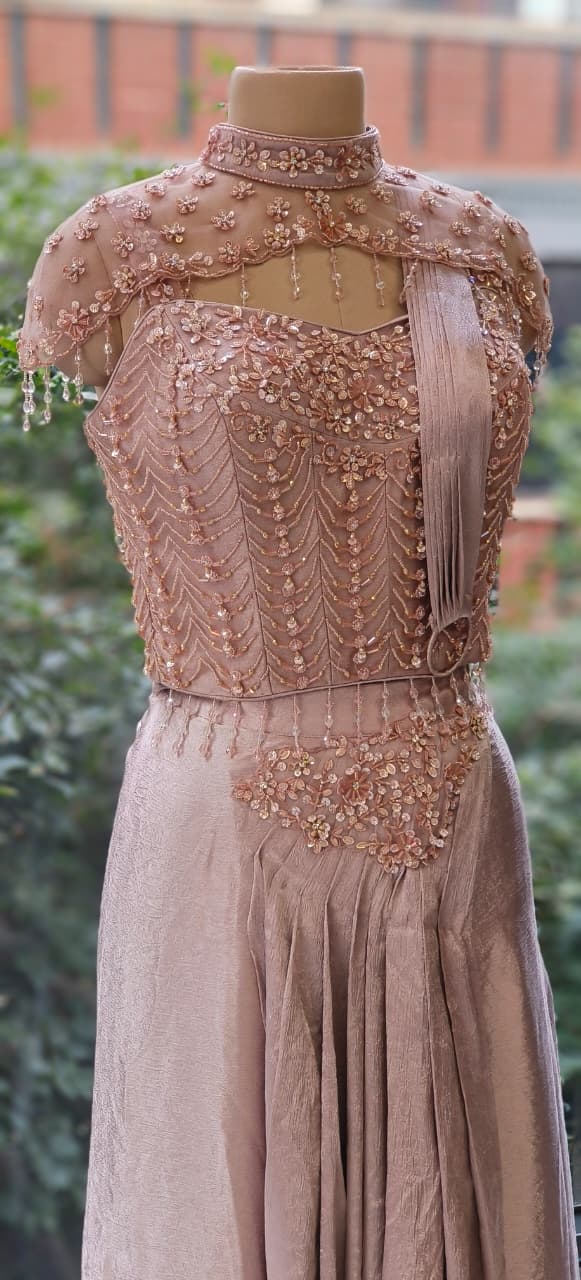 Designer Drape Saree Evening Wear Very Elegant With Crystal Handwork DRYWASH