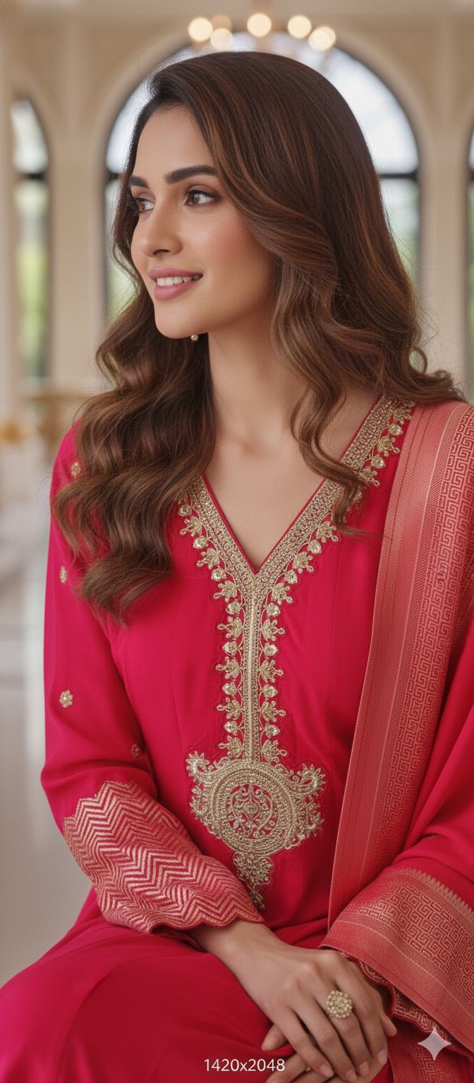 Premium Silk Anarkali Kurta Set Adorned with Detailed Golden Thread Embroidery and Coordinated Dupatta