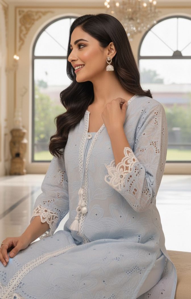 Shifli Fabric Cotton Cut Work Lace Kurta Pant-12309,12308