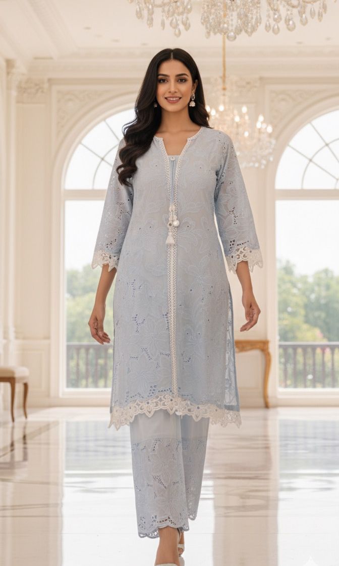 Shifli Fabric Cotton Cut Work Lace Kurta Pant-12309,12308