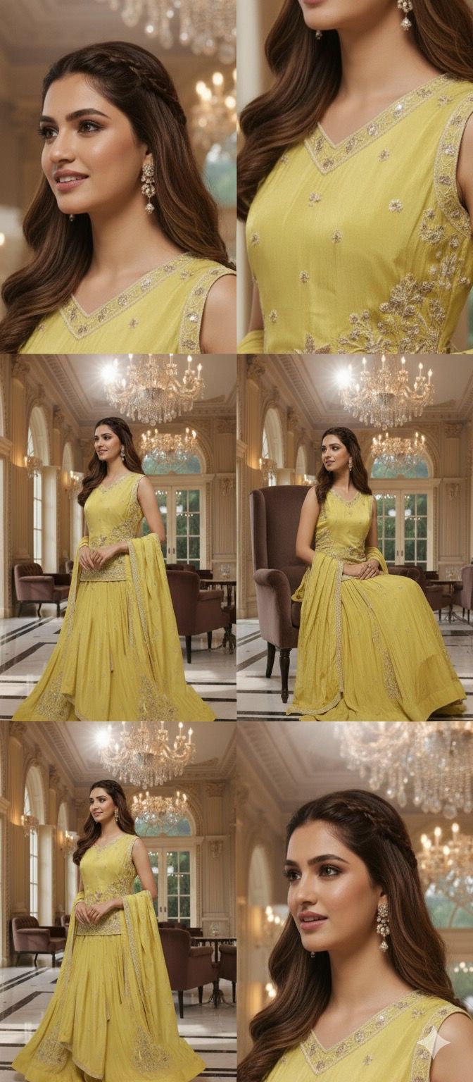 Premium Sunshine Yellow Silk Lehenga Set with Intricate Zari Thread Embroidery and Matching Dupatta-12556 Dry Wash