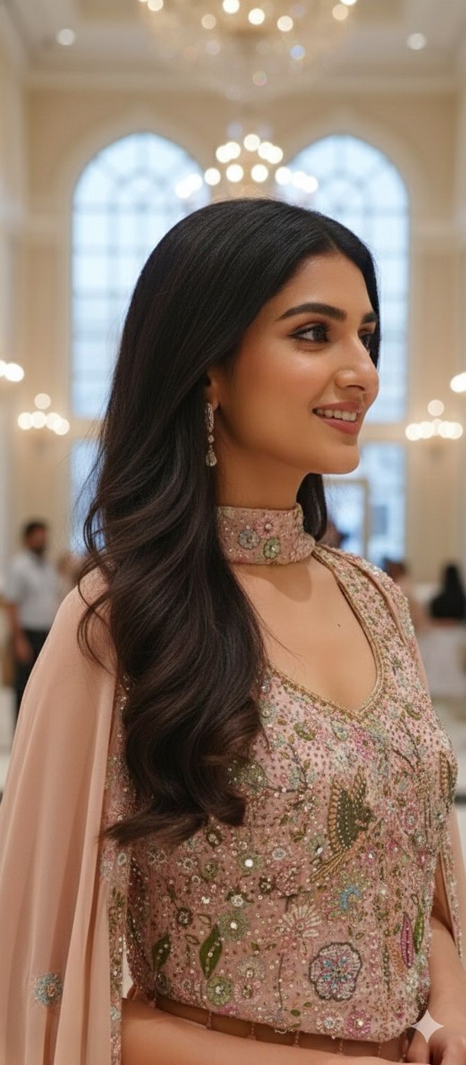 Luxury Embellished Halter Neck Crop Top with Multi-Colour Handwork and High-Flare Palazzo Set With Chokar Dupatta DRYWASH