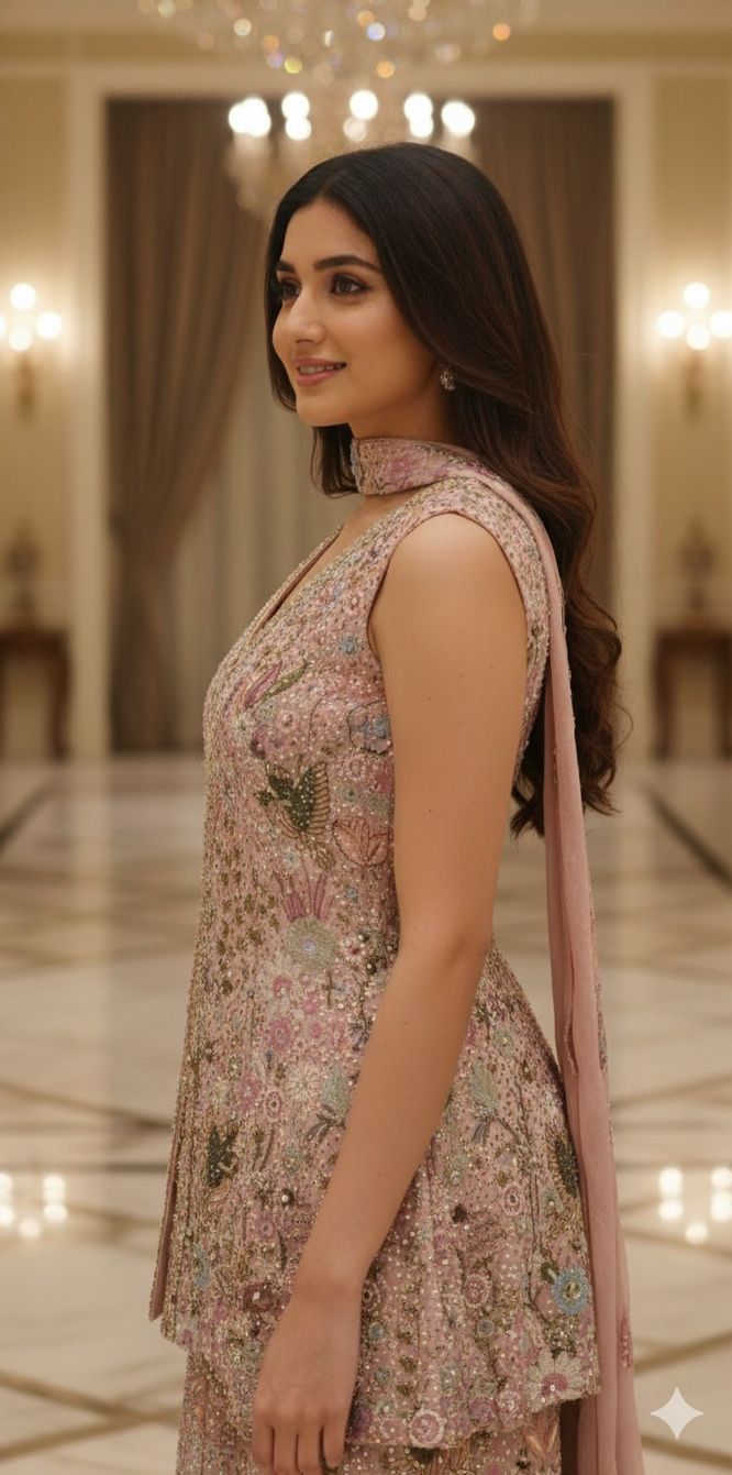 Exclusive Multi-Color Handwork Top and Palazzo Co-Ord Set with Mirror, Sequins & Thread Embroidery With Choker Dupatta