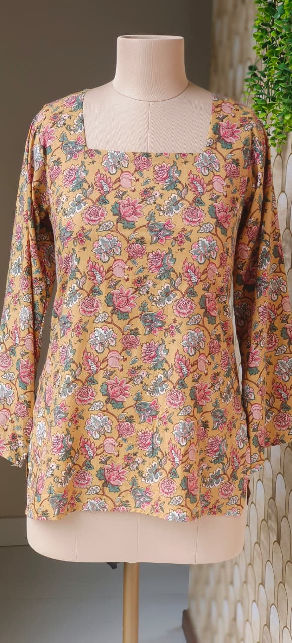 Summer Cotton Kurti with Tieing Knots Behind For Teen