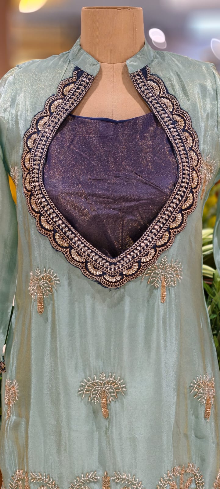 Luxury Indo-Western Pink Fusion Outfit with Hand-Embroidered Top, Contrast Buster & Matching Pants-12995