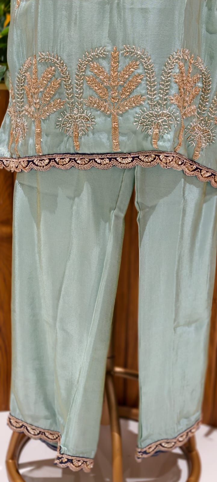 Luxury Indo-Western Pink Fusion Outfit with Hand-Embroidered Top, Contrast Buster & Matching Pants-12995