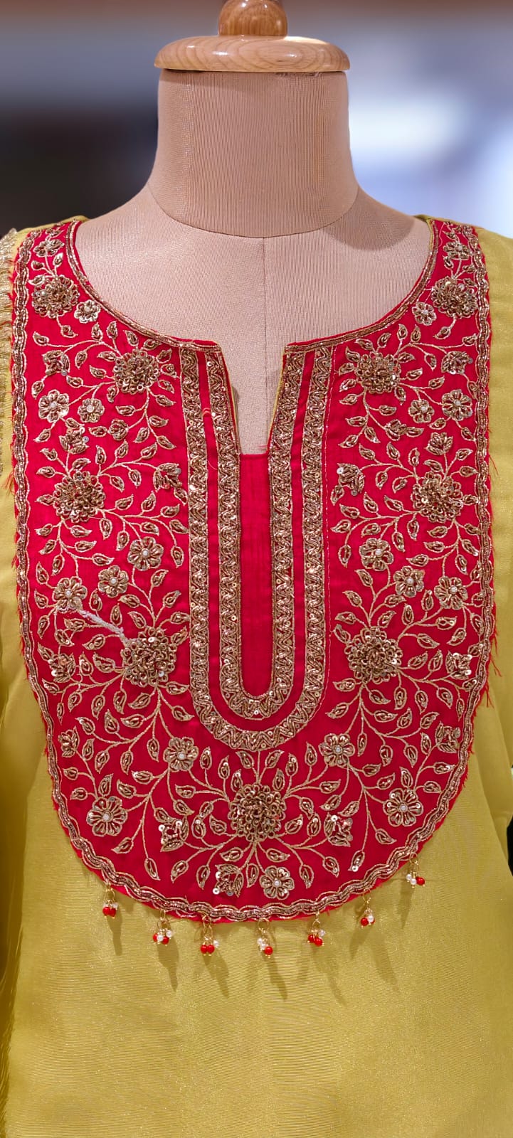 Zardosi Minimal Tasseled Front Yoke Tissue Full Suit Set With Dupatta- 13005