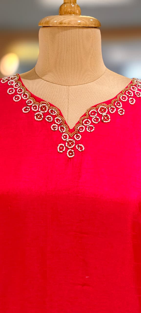 Tiny Pearl With Cut-Dana Spiral Work Tissue Full Suit Set With Dupatta & Loose Palazzo Bottom- 12732