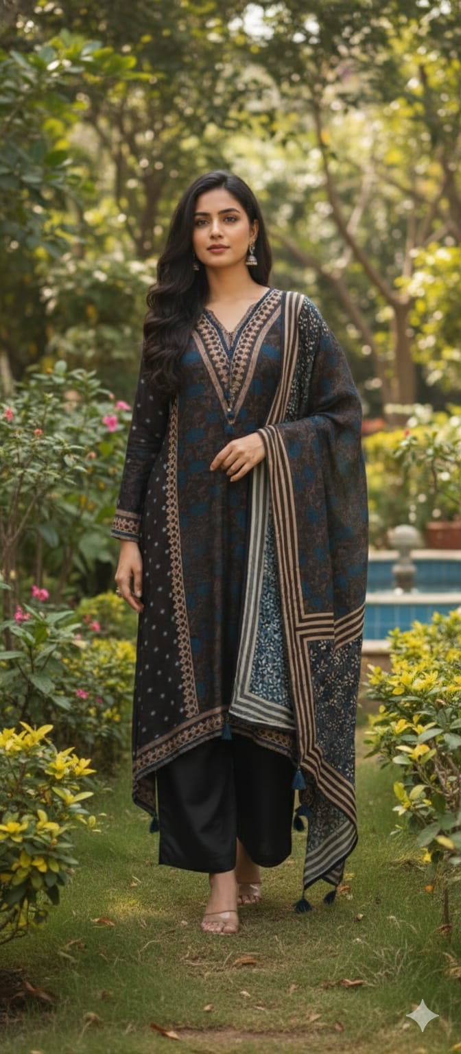 Bold Look Completely Printed Stylish A-Line Full Suit Set With Dupatta In Dola Silk Fabric- 13350
