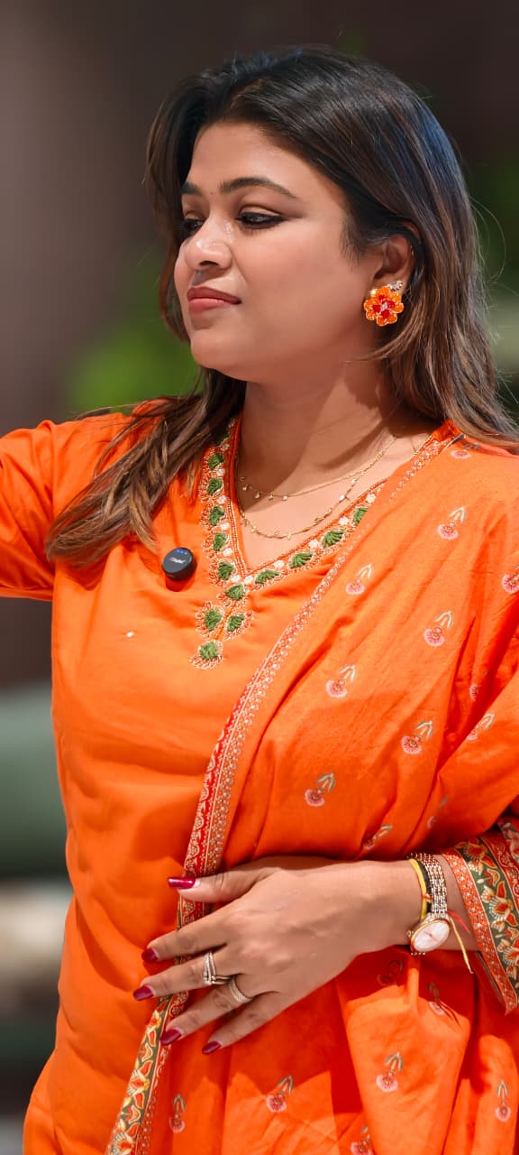 Unique Rajasthani Look Bordered Cotton Full Suit Set With Plain Bottom & Dupatta- 13357