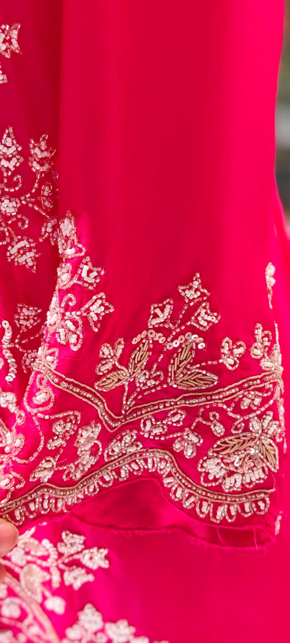 Vibrant Zariya Floral Hand Embroidered Buster With Long Shrug & Flowy Drape Skirt