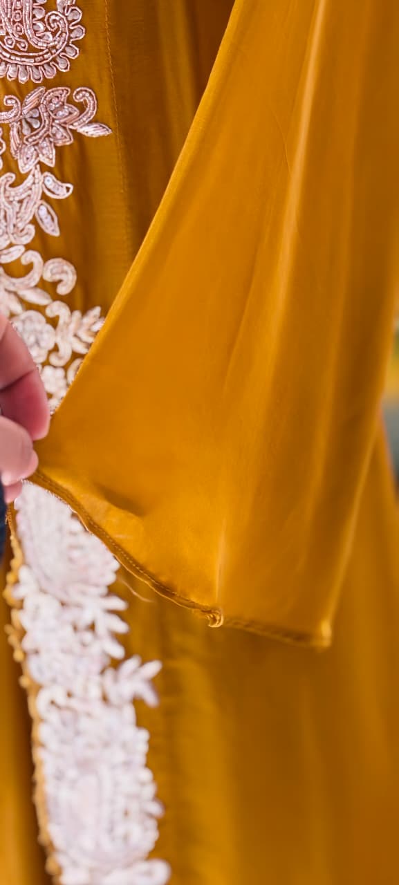 Very Festive Hand Embellished Heavy Work Buster With Shrug & Flowy Drape Skirt- 13383