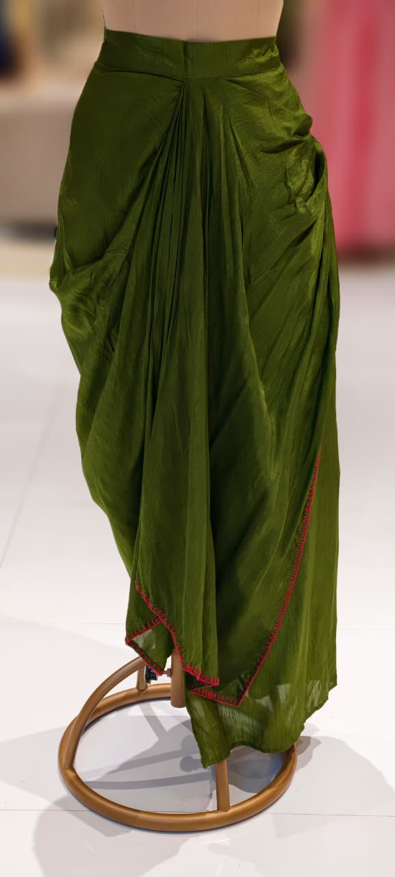 Regal Zardosi Handwork Premium Party Wear Buster With Solid Drape Skirt & Heavy Jacket- 13266