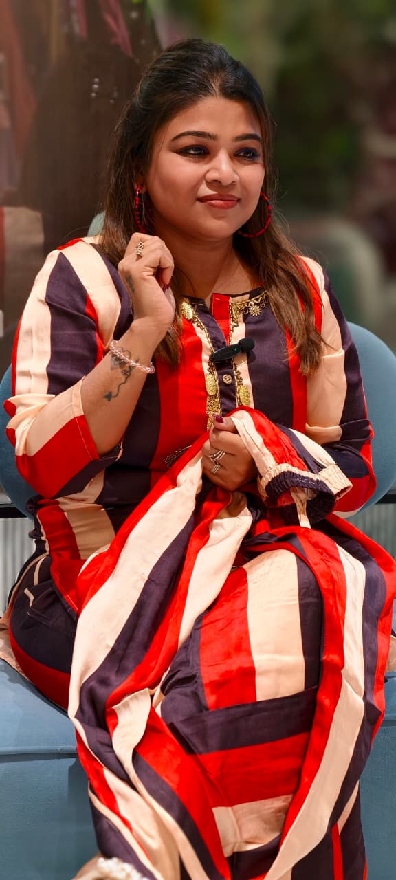 Striking Striped Bold Contemporary Neck Piece Look Kurta With Matching Bottom Set In Modal Satin Fabric- 13483