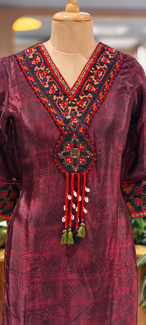 Ethnic Bold Contrast Boho Chic Crepe Full Suit Set With Dupatta- 13474