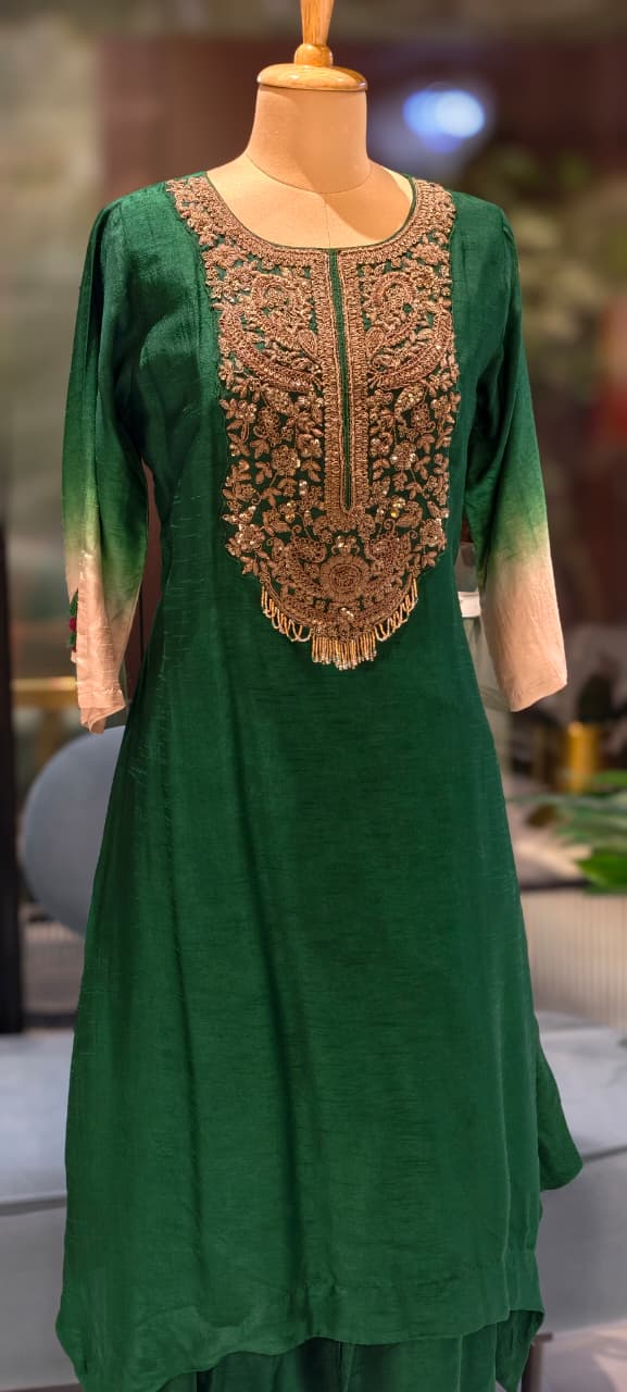 Stunning Hand-Embroidery Exquisite Festive Wear Kurta Pant Set- 13250