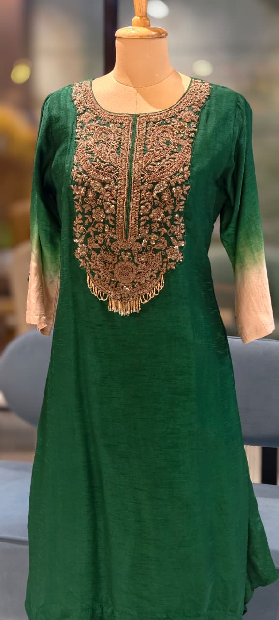 Stunning Hand-Embroidery Exquisite Festive Wear Kurta Pant Set- 13250