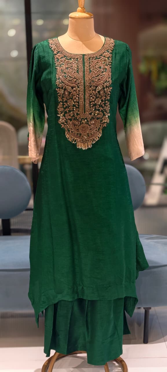 Stunning Hand-Embroidery Exquisite Festive Wear Kurta Pant Set- 13250