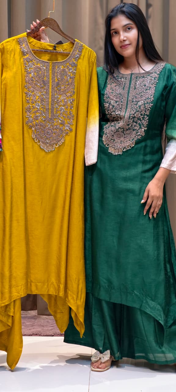 Stunning Hand-Embroidery Exquisite Festive Wear Kurta Pant Set- 13250