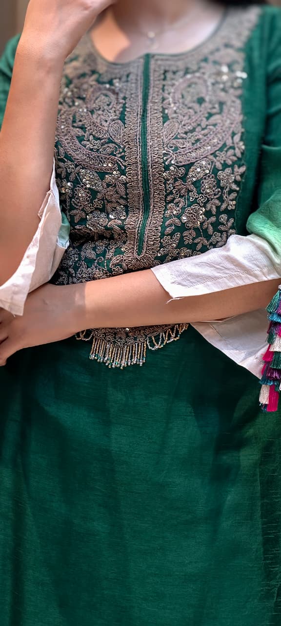 Stunning Hand-Embroidery Exquisite Festive Wear Kurta Pant Set- 13250