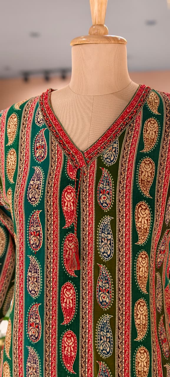 Mango Buti Upside Down Print Colorful Kurti Only- 13749 (Slightly Lean Fit)