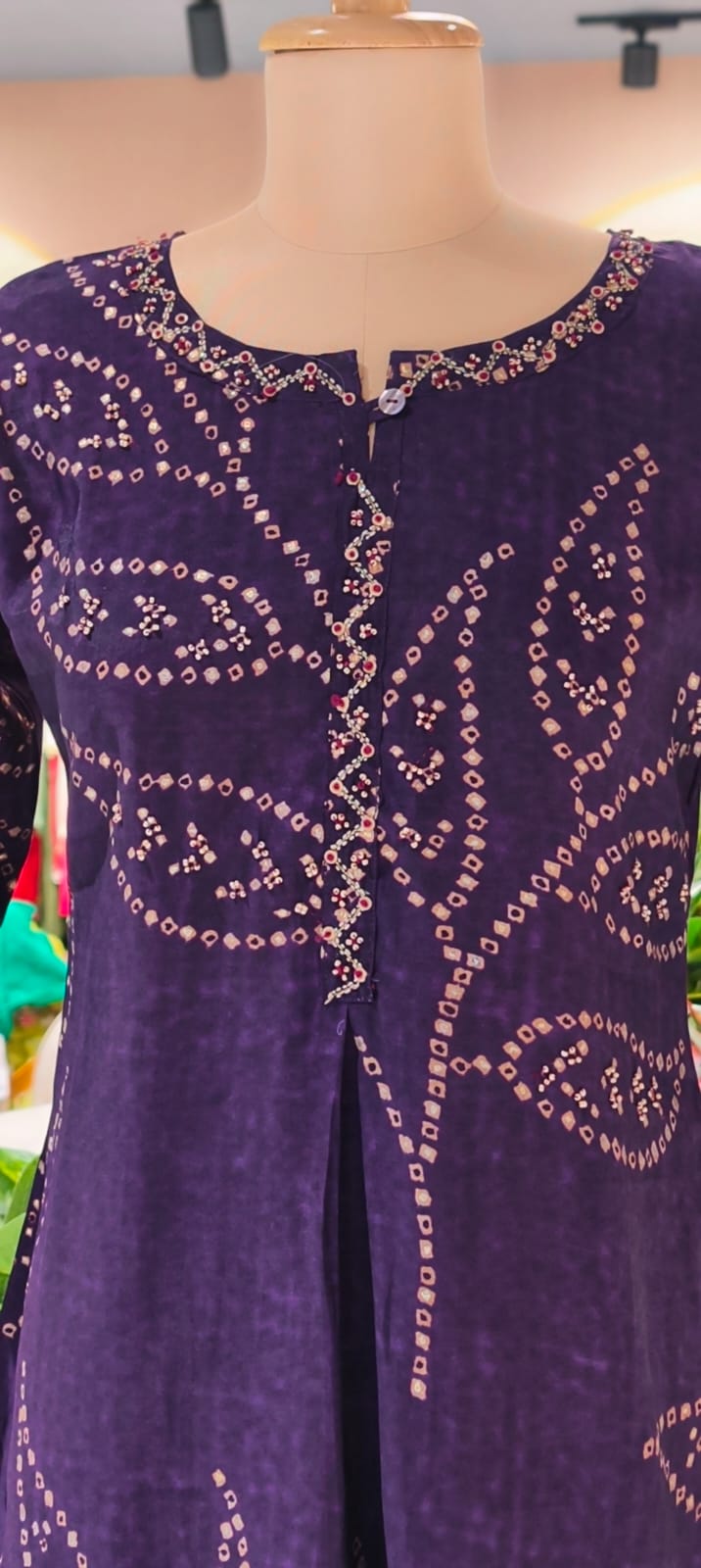 Aline Bandhej Giant Leavy Printed Vibrant Mural Silk Kurti Only (Slightly Lean Fit)-13749