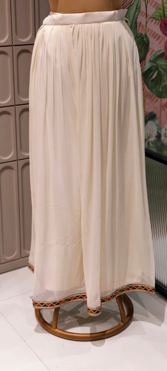 Graceful Ivory Anarkali Kurta Set with Multicolor Bandhani Dupatta Loose Bottom -11350