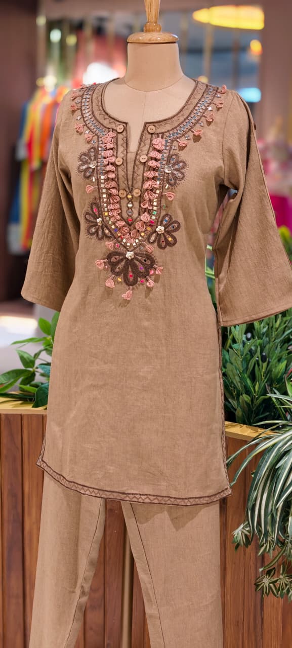 Premium Cotton Blend Ethnic Cords Set with Intricate Thread & Mirror Work-14004 RB05