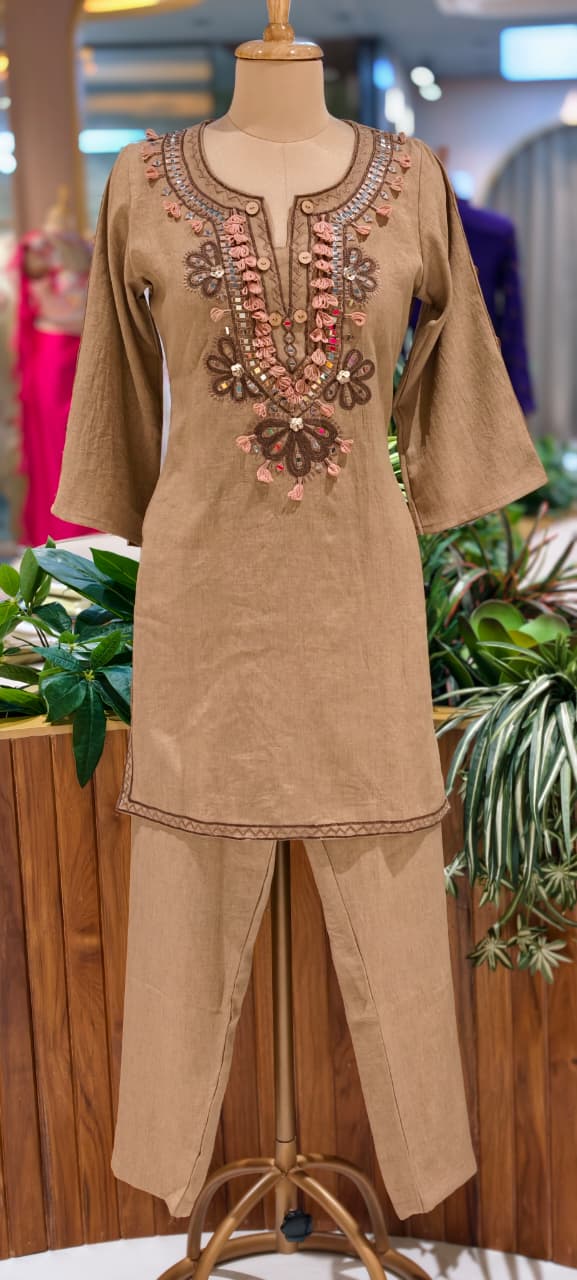 Premium Cotton Blend Ethnic Cords Set with Intricate Thread & Mirror Work-14004 RB05