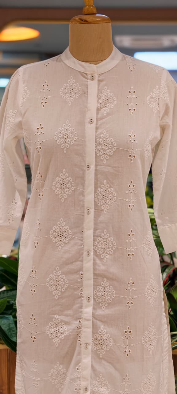 Elegant Hacoba Cotton Straight Only Kurti with Front Button Detailing Summer Pastel Collection 13985 RB02