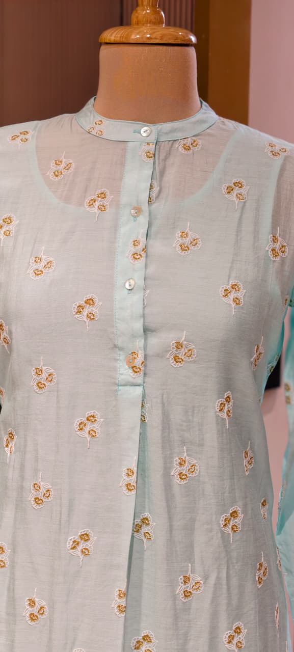 Elegant Surat Mul Chanderi Hi-Low Kurti with Inner And Delicate Buti Print 13983 RB03