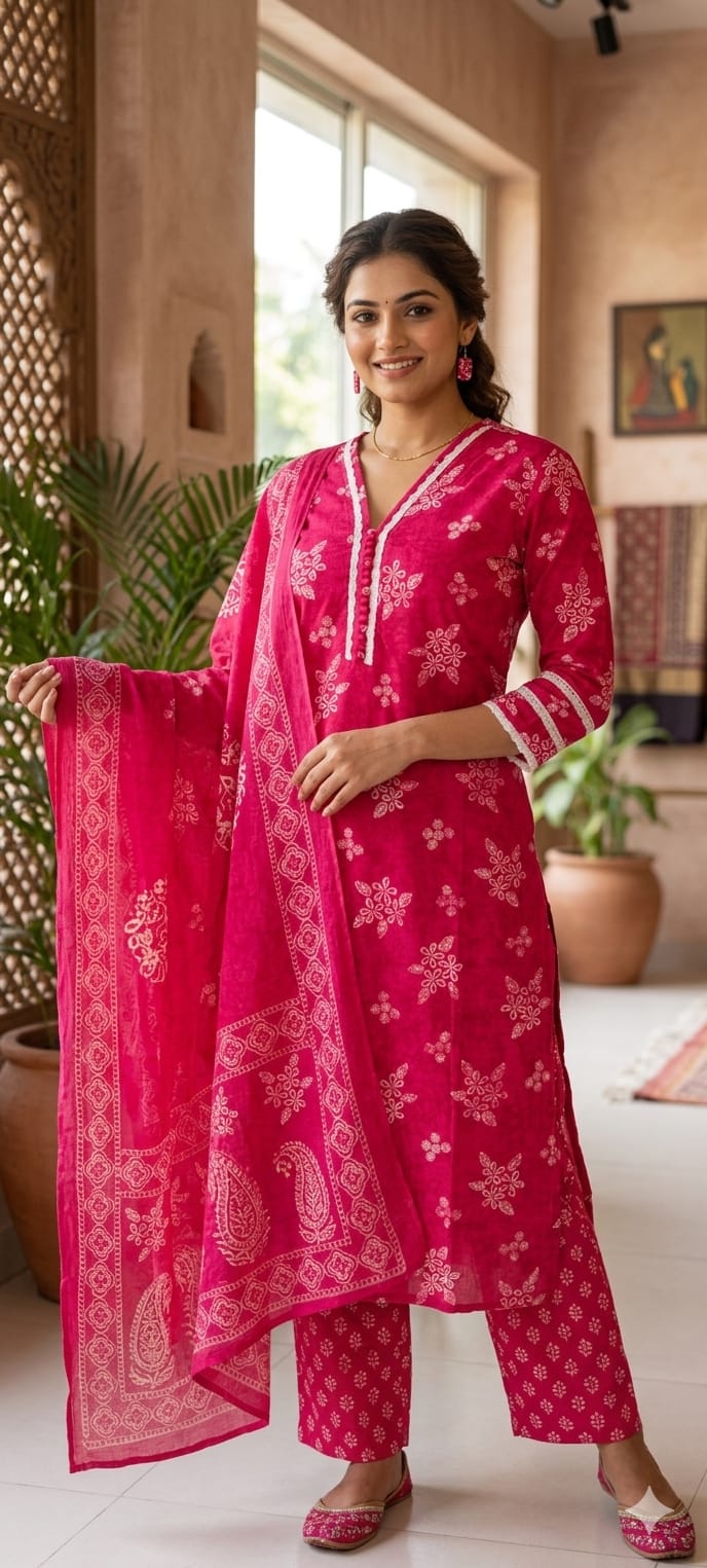 Floral print Pure Cotton Printed Summer Style Full suit set 13567 RB27