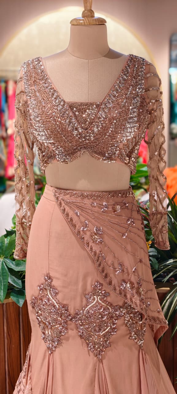 Radiant Elegance Embellished Lehenga Set with Stylish Sleeves RB83 (DISPATCHING AFTER 30 TO 45 DAYS ON ORDERS