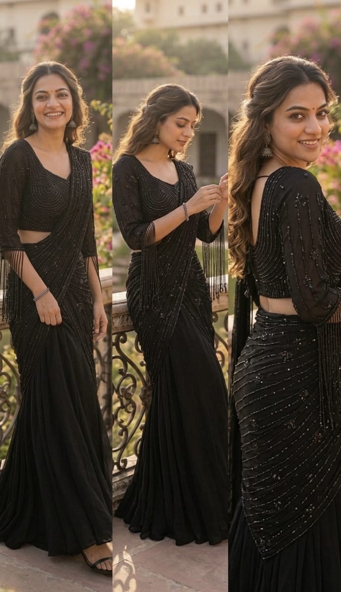 Stunning Georgette Embellished Lehenga Set with Stylish Sleeves RB84
