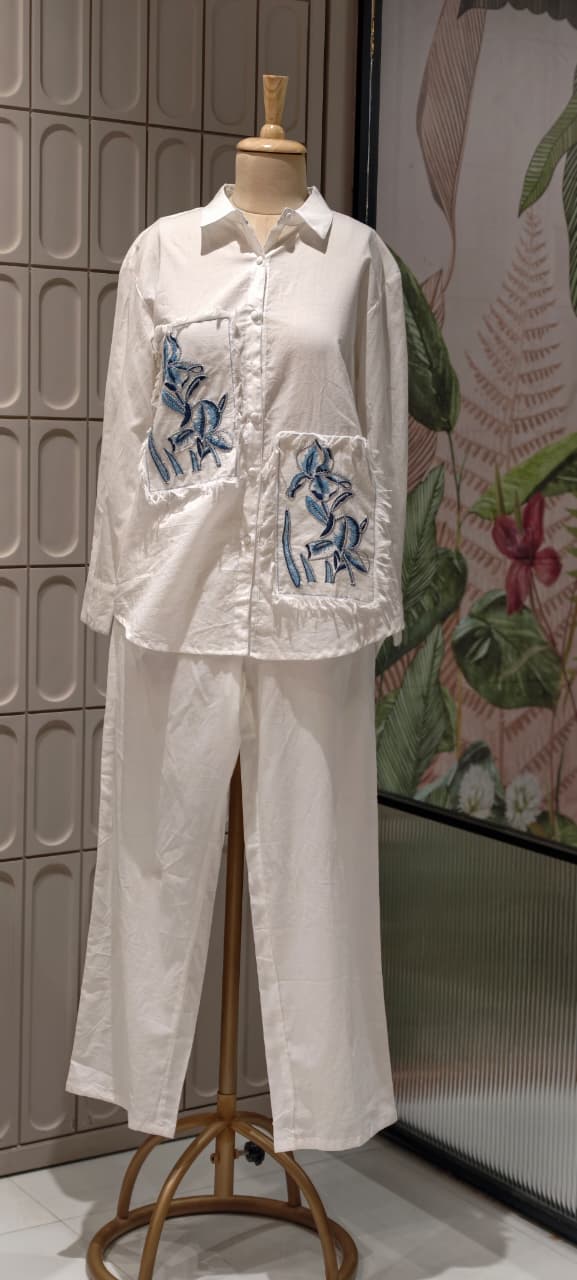 Contemporary Collared Chic Floral Patchwork Cotton Co-Ord Set- 14684 RB480