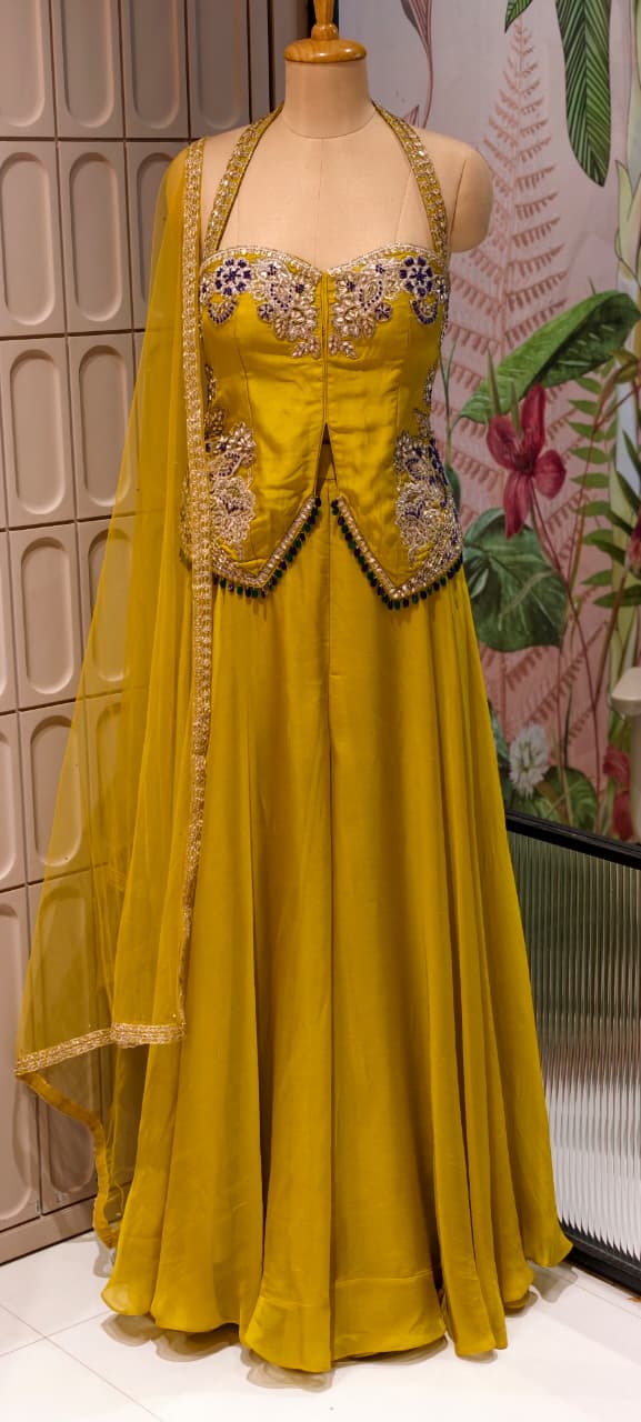 Royal Indigo Hand-Embellished Regal Statement Stunning Scalloped Bodice Indo Wear- 14326 RB333