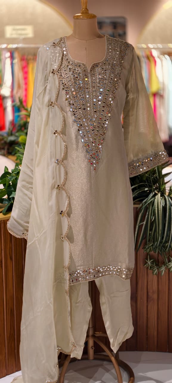 Premium Designer Heavy Mirror Work Straight Kurta Pant with Dupatta-14883