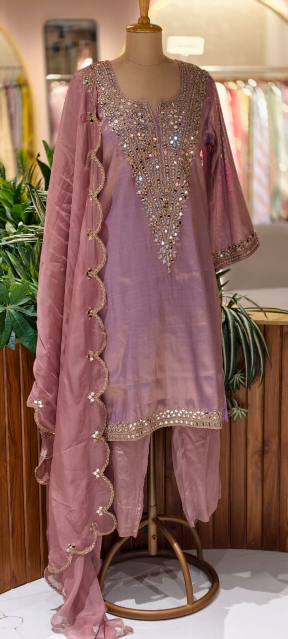 Premium Designer Heavy Mirror Work Straight Kurta Pant with Dupatta-14883