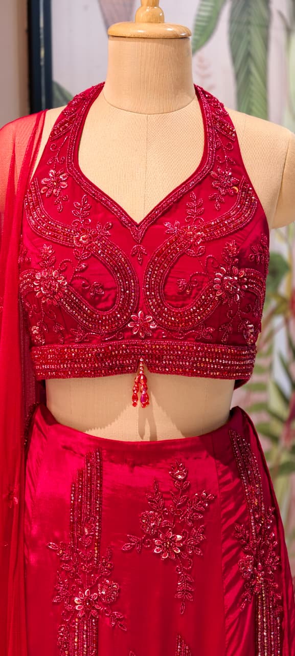 Contemporary Wedding & Festive Wear Royal Crimson Maroon Sequined Lehenga Choli