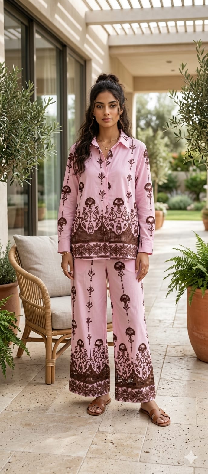 Graceful Premium Sheer Floral Embroidered Imported Co-Ord Set- 15070